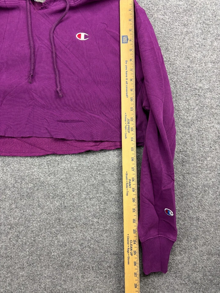 Champion Sudadera con Capucha Tejido Inverso Para Mujer M Púrpura Pullover Recortado Ropa de Calle Gimnasio Foto 4 de 4