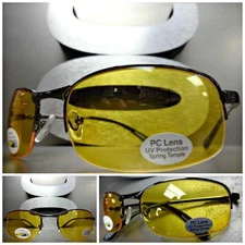 Men's RIDING SHOOTING Day or Night DRIVING Yellow Lens SUN GLASSES Gray Frame