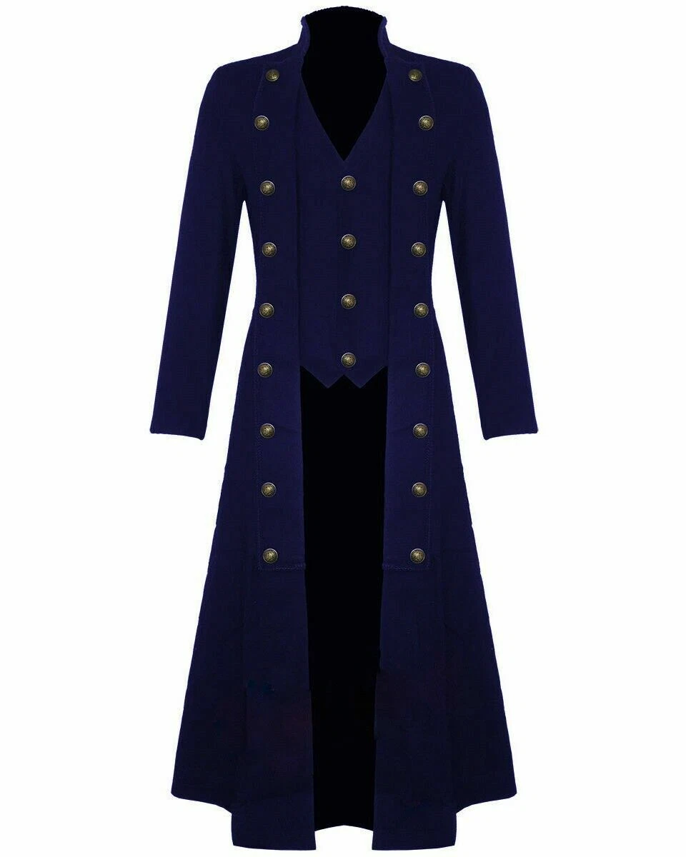 Men s Cotton Twill Steampunk Jacket Goth Victorian Military Style