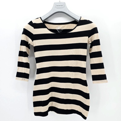 Cache Cache Damen Langarmshirt Basic Sweatshirt Gestreift aus Baumwolle in Gr. M