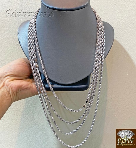 10k White Gold Rope Chain Necklace 20 