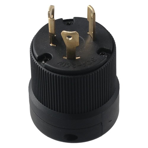 3-Prong Locking Male Plug Black Power Inlet Generator Plug Diesel Generators