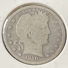 Antique Silver 1910-P Barber Quarter Original Surfaces