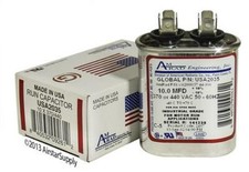 10 MFD x 370 / 440 VAC Oval Motor Run Capacitor AmRad USA2035 - Made in USA