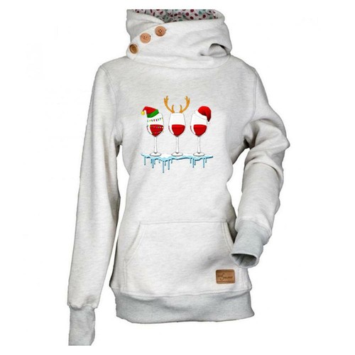 Women's Hoodie Tops Blouse Christmas Xmas Hooded Sweatshirt Pullover Plus Size - Picture 18 of 34