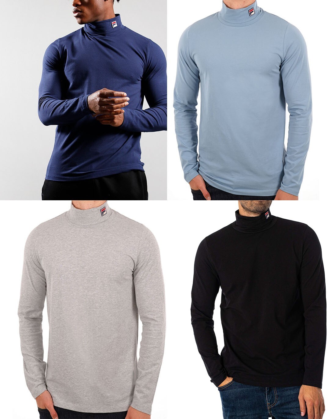 Maglione maglietta uomo Fila manica lunga girocollo tartaruga retrò cotone 2XL 3XL 4XL