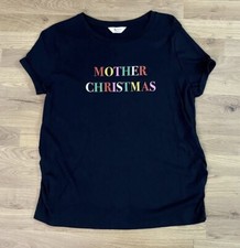 TU Maternity Short Sleeve T-Shirt Ladies Size 14 Black “Mother Christmas” Logo