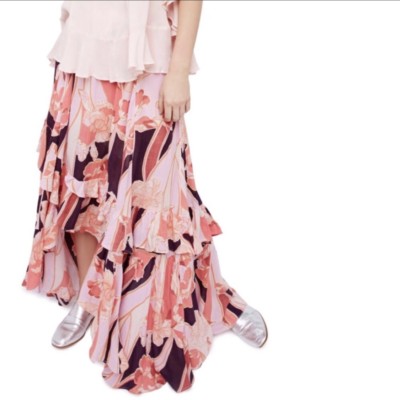 Summer Ruffle Maxi Skirt Pink 