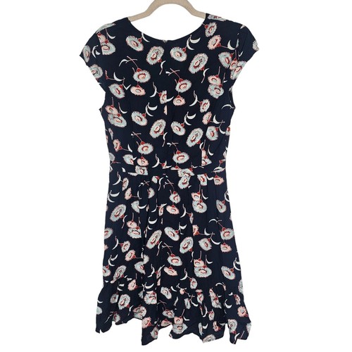 J Crew Dress Mini Dress Floral Dress Faux Wrap Dress Ruffle Hem Dress 2 Blue - Picture 8 of 9