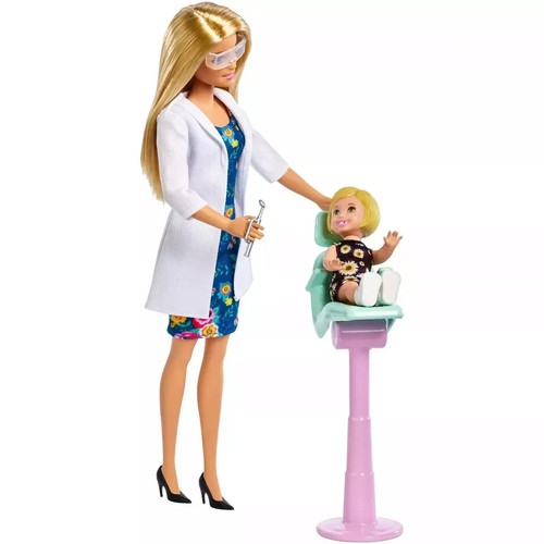Muñeca Dentista Barbie y Juego Rubia con Muñeca Paciente Pequeña y Accesorios FXP16 - Imagen 4 de 6