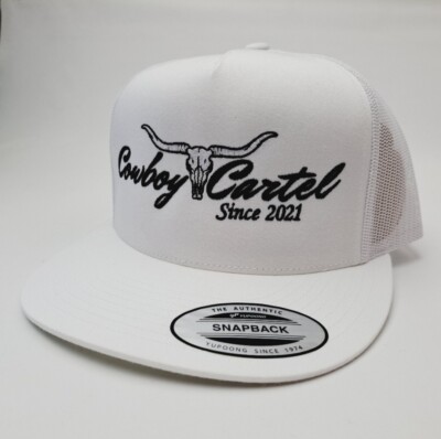 Cowboy Cartel Flat Bill Trucker Mesh Snapback Cap HatBlack 