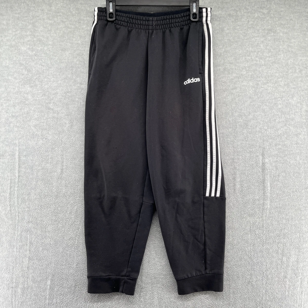 Adidas Sweatpants Large Black Men's Climalite Joggers Three Stripe White