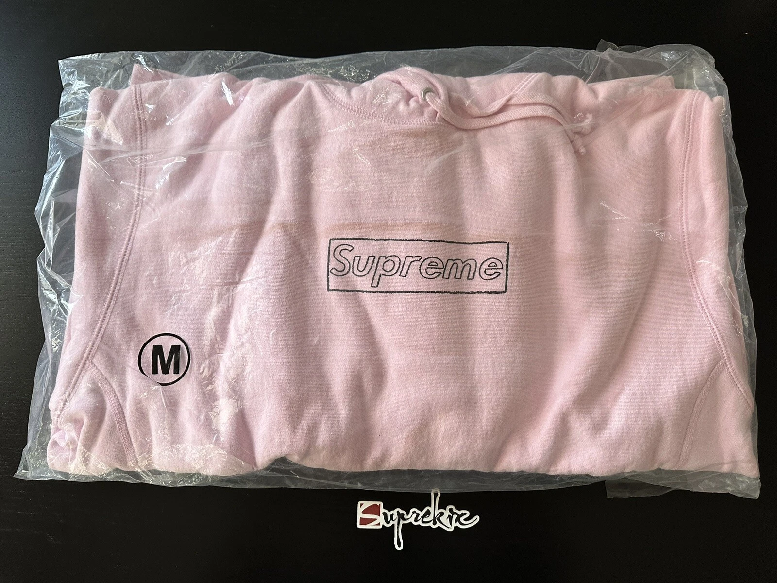 Sweat à capuche Supreme SS21 Kaws Chalk Box logo rose moyen neuf DS