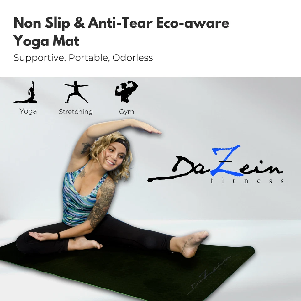 Yoga Mat Non Slip Pilates ECO Friendly Tear-Free Floor Exercises Men Women Kids - Image 2 of 4