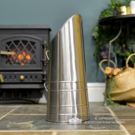 Traditional Antique Pewter Coal Hod - 54cm - Picture 4 of 4