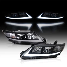 VLAND Assembly For 2010-2011 Toyota Camry Black Headlight LED DRL Left+Right