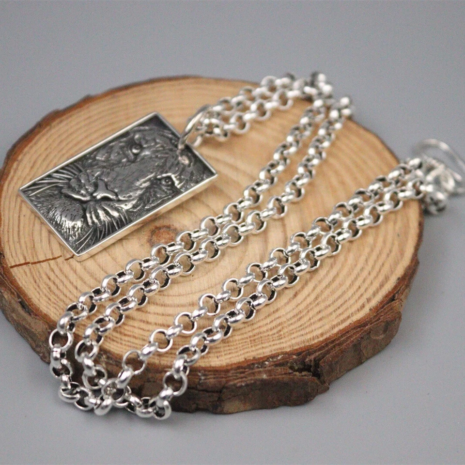 Pingente de prata esterlina chinês S925 Fengshui besta de tigre moda masculino feminino - Imagem 4 de 4