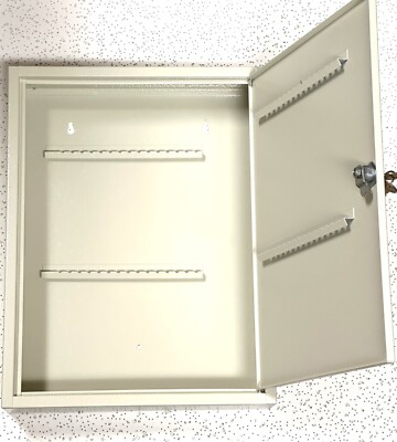 Steel Locking Key Cabinet 60 Key Capacity-40 Key Tags, 30 Out Tags, Wall Screws