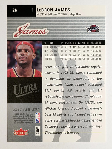 2006-07 Ultra #26 LeBron James - Picture 2 of 2