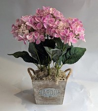 Image of Artificial Hydrangea Plant in Pot - Realistic Flowers