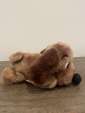 Vintage 1973 R Dakin  Co 6  Dog BROWN Plush Stuffed Puppy Drooper Beanie READ 