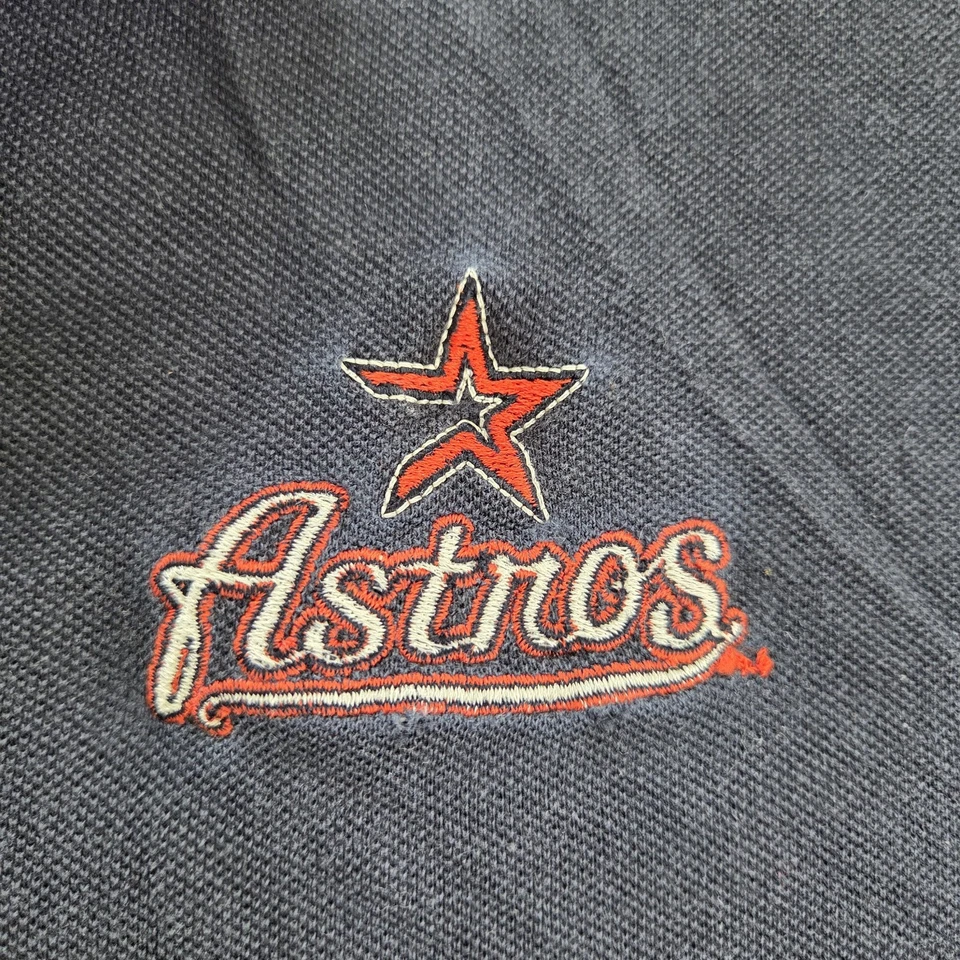 Camisa Polo Grande Negra de los Astros de Houston para Hombres Logotipo Bordado MLB Béisbol Antigua Foto 4 de 4