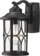 Farmhouse Outdoor Wall Lantern - 12 Inch Exterior Wall Sconce, Cast Aluminum wit