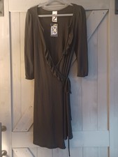 DQ Fashions Black V Neck Wrap Dress Large