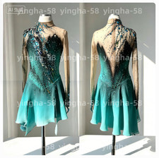 Figure Skating Dress Ice Skating Dress Competition Skating Wear green dyeing