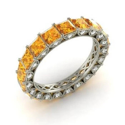 #ad #ad 3.75 Ct Princess Natural Citrine Diamond Engagement Ring 14K Solid White Gold $277.49