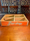 Vintage Rare Orange & blue 4 divider Sun Drop wooden crate carrier Pulaski Tenn