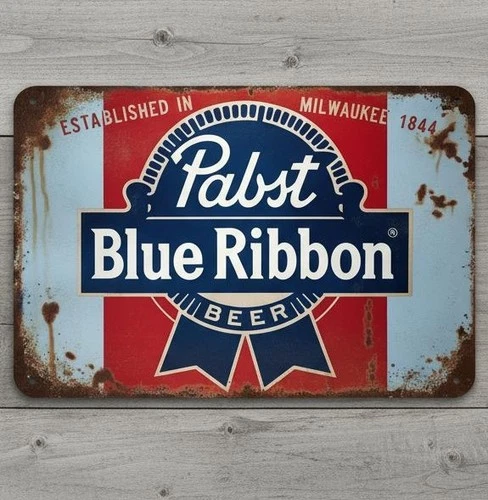 Pabst Blue Ribbon Beer 8 x 12 Novelty Vintage Metal Sign Shrink-Wrapped