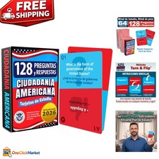 128 Bilingual Citizenship Flash Cards - USCIS Study Guide in Spanish  English