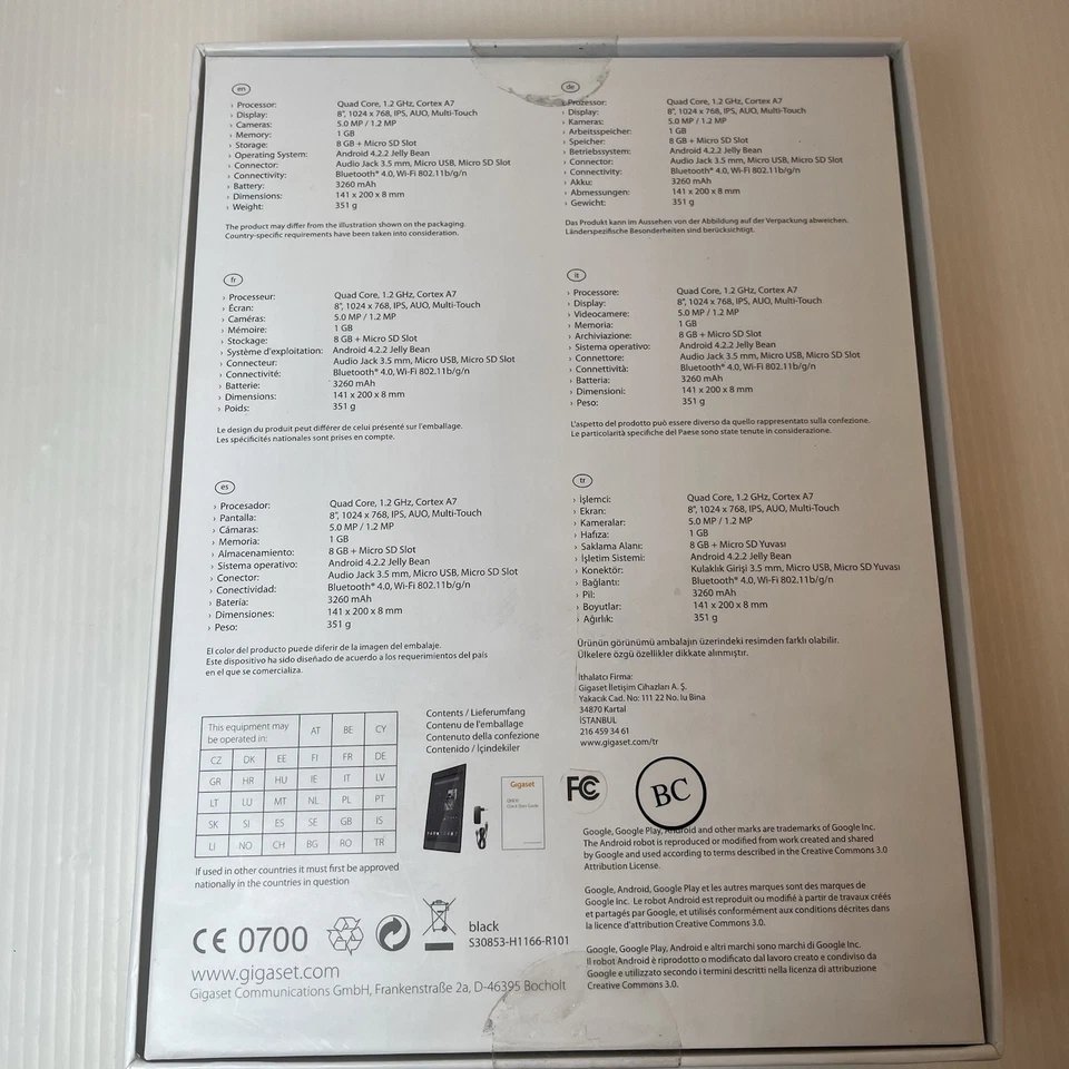Tablet Gigaset QV830 Quad-Core 1.2GHz 8GB 8in Android Tablet Silver Sealed New - Image 2 of 3
