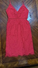 ASTR the Label Red Lace V-neck Is Midi Dress Small Christmas Holiday NYE Wedding