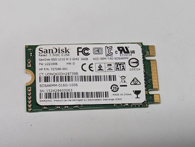 Sandisk 16GB U110 M.2 SSD/NVME SATA 2242 #52
