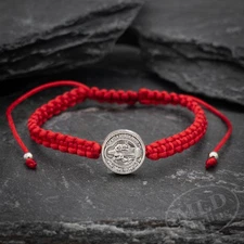 Silver Saint St Benedict Medal Red Unity Bracelet Pulsera Roja De San Benito
