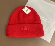 Unisex Red Knit Beanie Yoga Cuffed Winter Cap...
