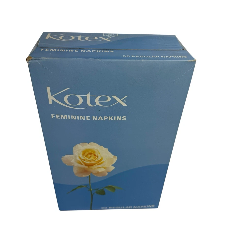 Vintage Kotex 30 Regular Feminine Napkins Blue Rose Box Proportioned Movie Prop - Image 2 of 4
