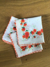 Vintage Damen Baumwolle Taschent&uuml;cher x 3 Taschentuch 11&rdquo; x 11&rdquo; Quadrat Top unbenutzt