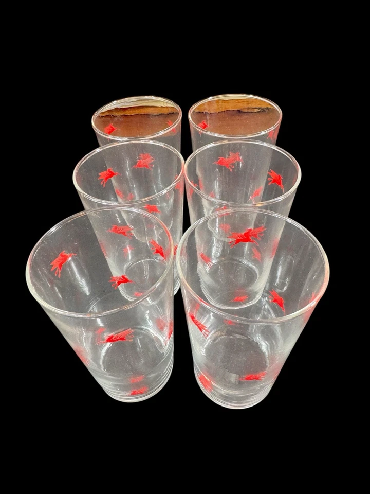 "Vaso de beber Mobil Oil Pegasus vintage años 60 - juego de 6 - 5""" Foto 2 de 4