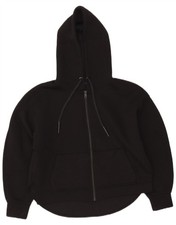 Zara Womens Oversized Zip Hoodie Sweater UK 10 Small Black Polyester NG06