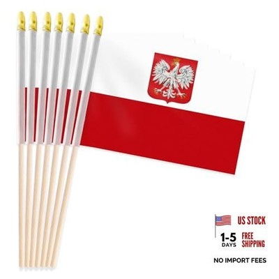 Pack of 20, Handheld Polish Flags 5x8 Inch   Small Poland Country Flag on