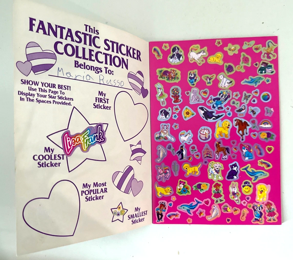 Vintage 90s Lisa Frank My Sticker Collection Gumball Book Album w/Stickers