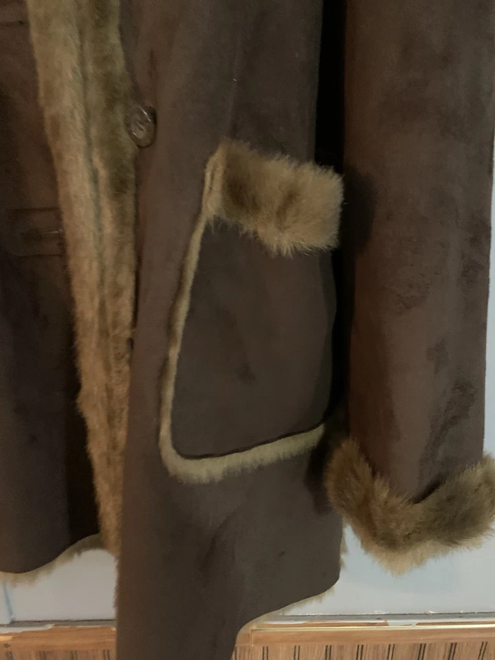 Abrigo Parka Capucha De Colección Años 90 Raro Dennis Basso Reversible Piel Sintética Gamuza Talla Mediana Foto 3 de 4