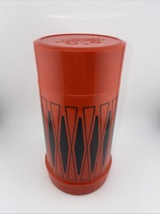 Vintage THERMOS King-Seeley  Plastic Red With Black Diamond Design USA