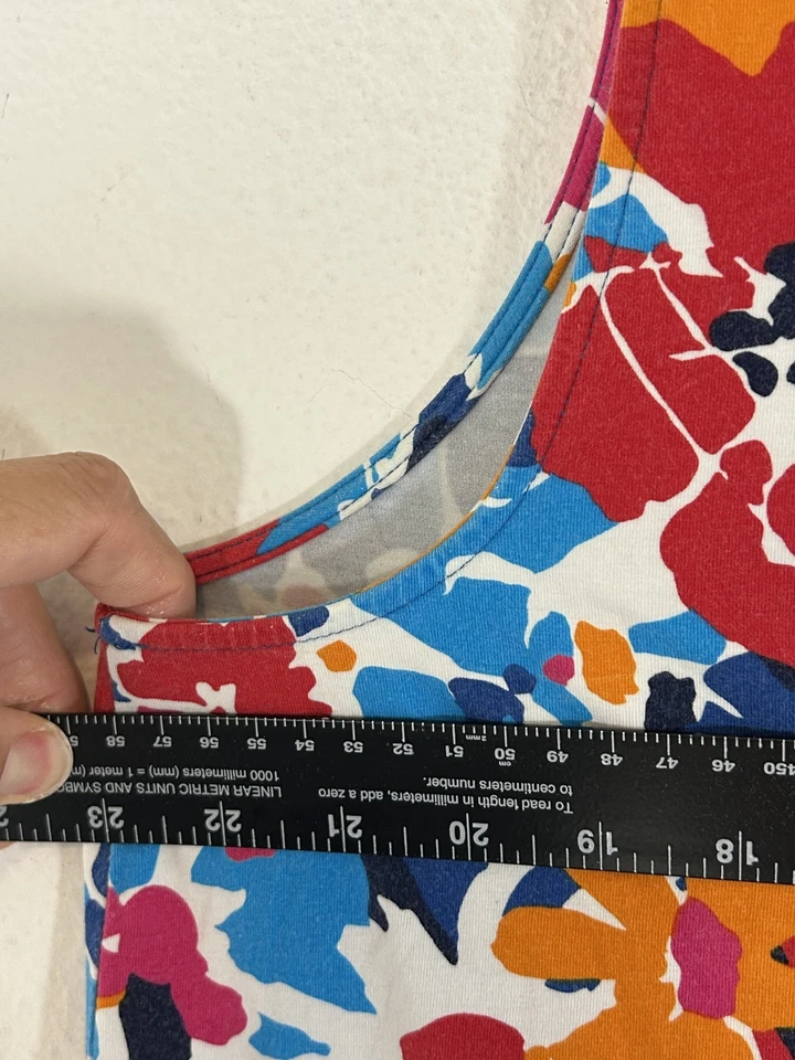 Lands End Ladies Tank Dress Plus Size 2X orange red blue Floral casual day - Imagem 4 de 4