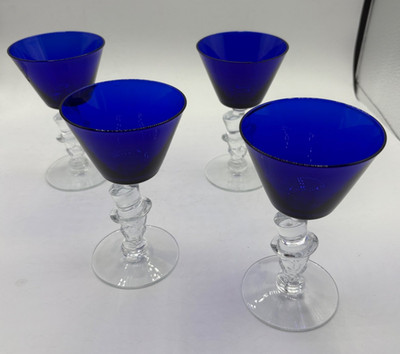 Morgantown Knickerbocker Hotel Top Hat Cocktail Glasses - Cobalt