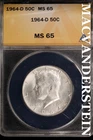 1964-D Kennedy Half Dollar-ANACS MS 65 Brilliant Uncirculated #SLM563