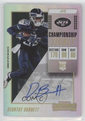 2018 Contenders Championship Ticket 46/49 Deontay Burnett Rookie Auto RC 8nn